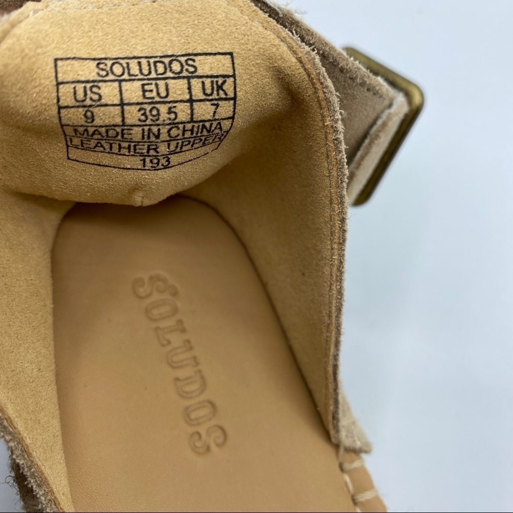 Soludos Argos Tan‎ Suede Platform wedges Ankle Strap - Picture 8 of 8